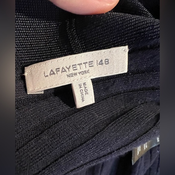 lafayette 148 matching set KNIT RIBBED OPEN FRONT CARDIGAN & bateau neck top L - Picture 14 of 16